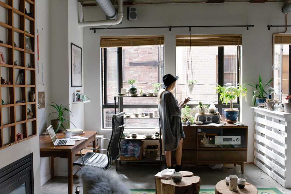 a young lady in a beautiful office