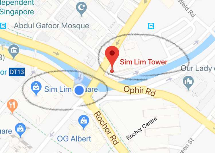sim lim square and sim lim tower google maps screenshot
