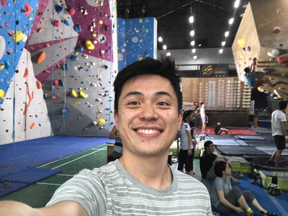 nick ang at the onsight rock climbing gym in Singapore