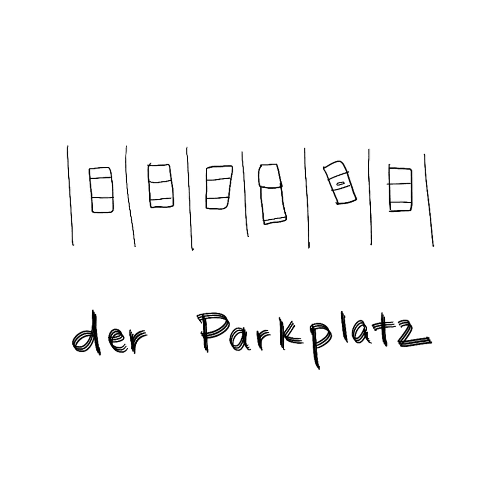 der parkplatz means the parking place in German